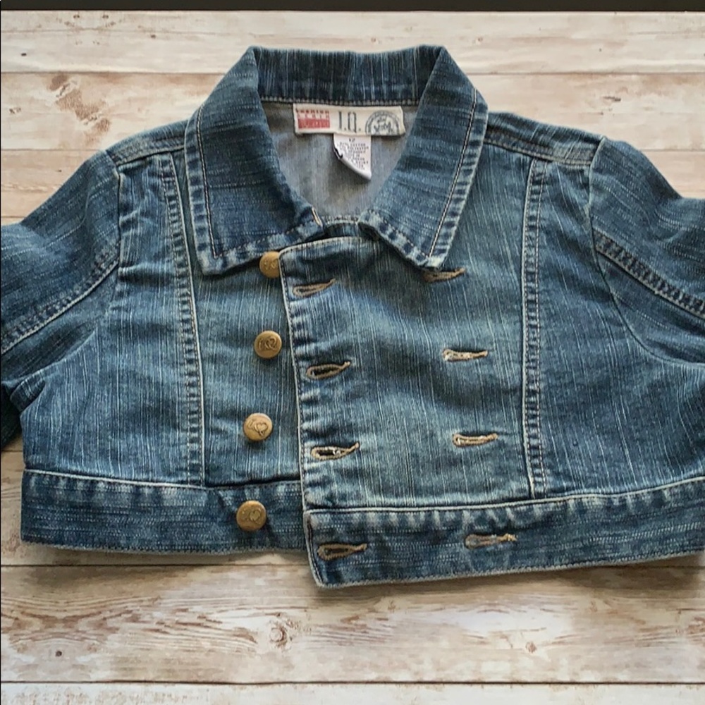 Girls cropped denim jacket